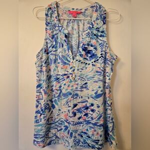 Lilly Pulitzer Blue and‎ Pink Patterned Sleeveless Top